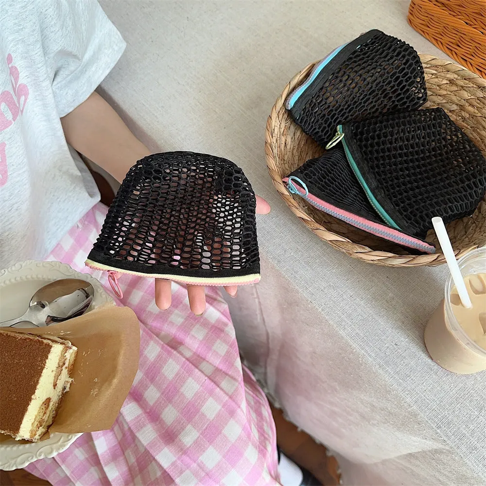 Transparent Mesh Color Block Mini Make Up Bag DP25A595