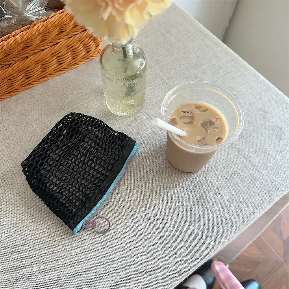 Transparent Mesh Color Block Mini Make Up Bag DP25A595