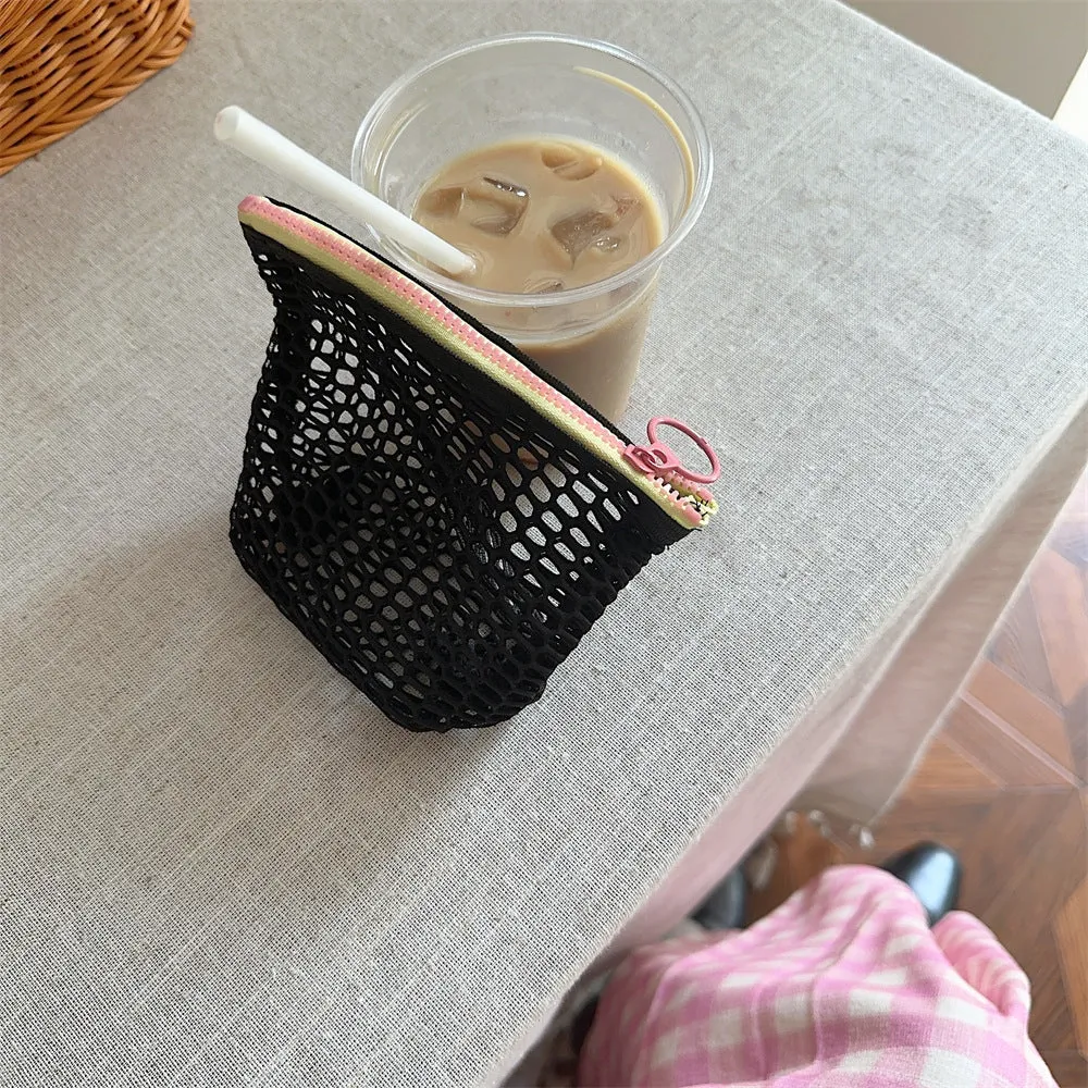 Transparent Mesh Color Block Mini Make Up Bag DP25A595