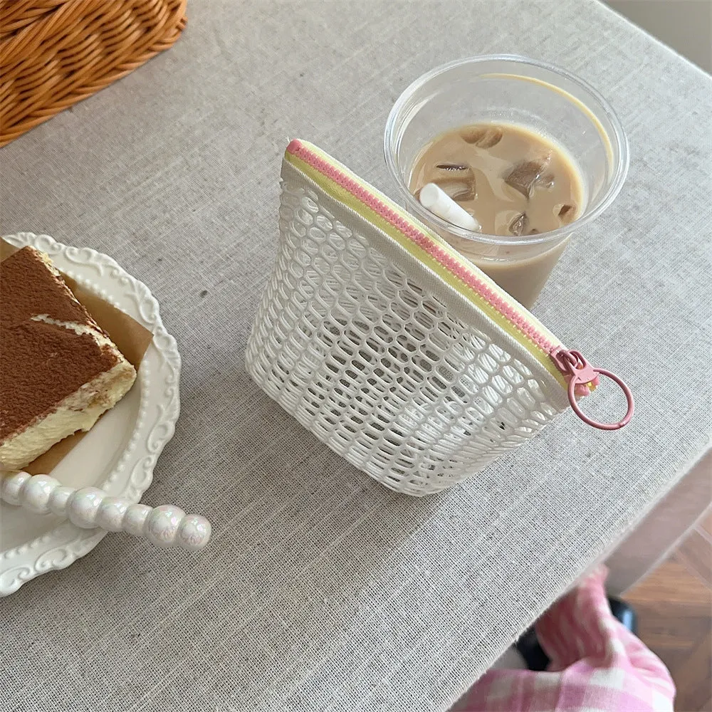 Transparent Mesh Color Block Mini Make Up Bag DP25A595