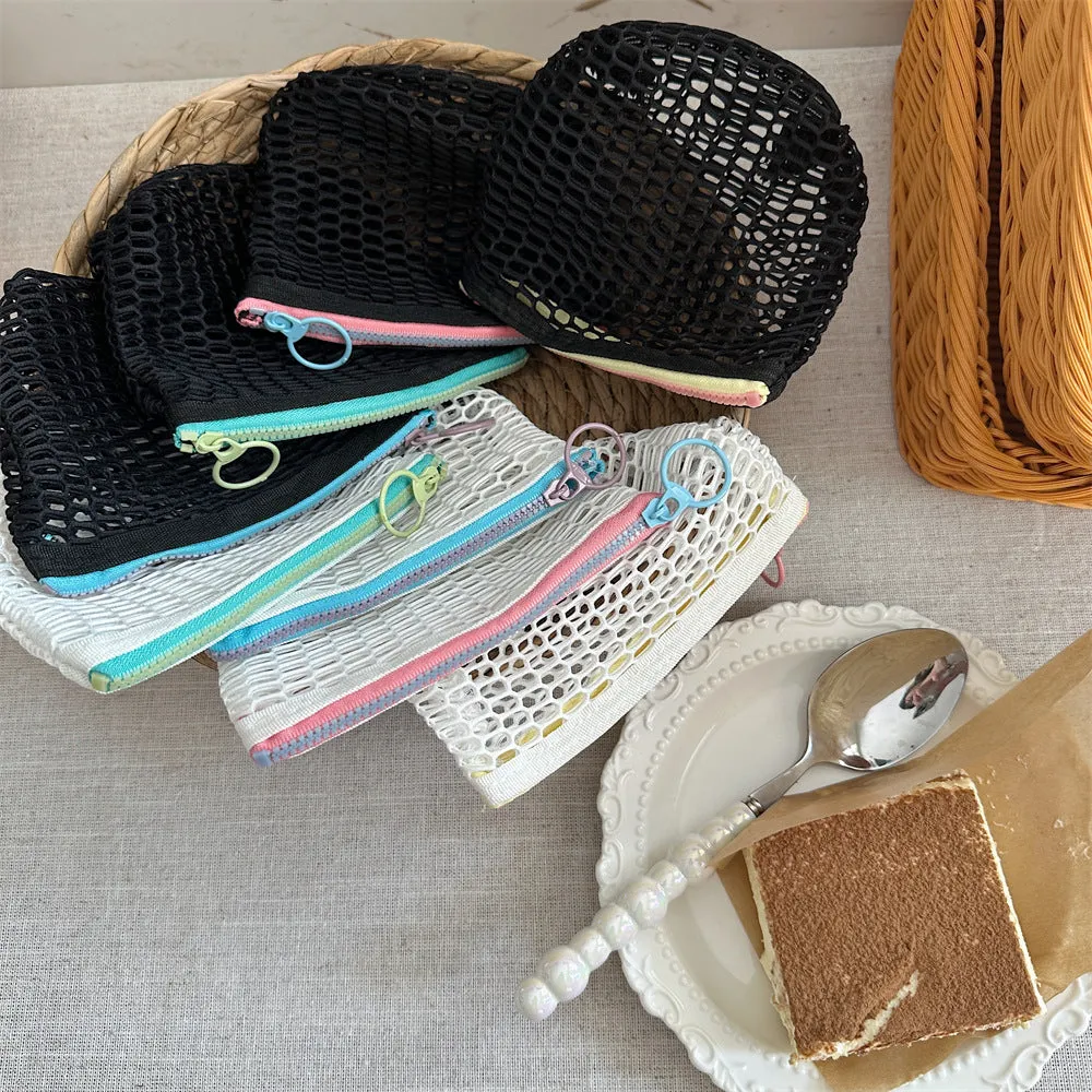 Transparent Mesh Color Block Mini Make Up Bag DP25A595