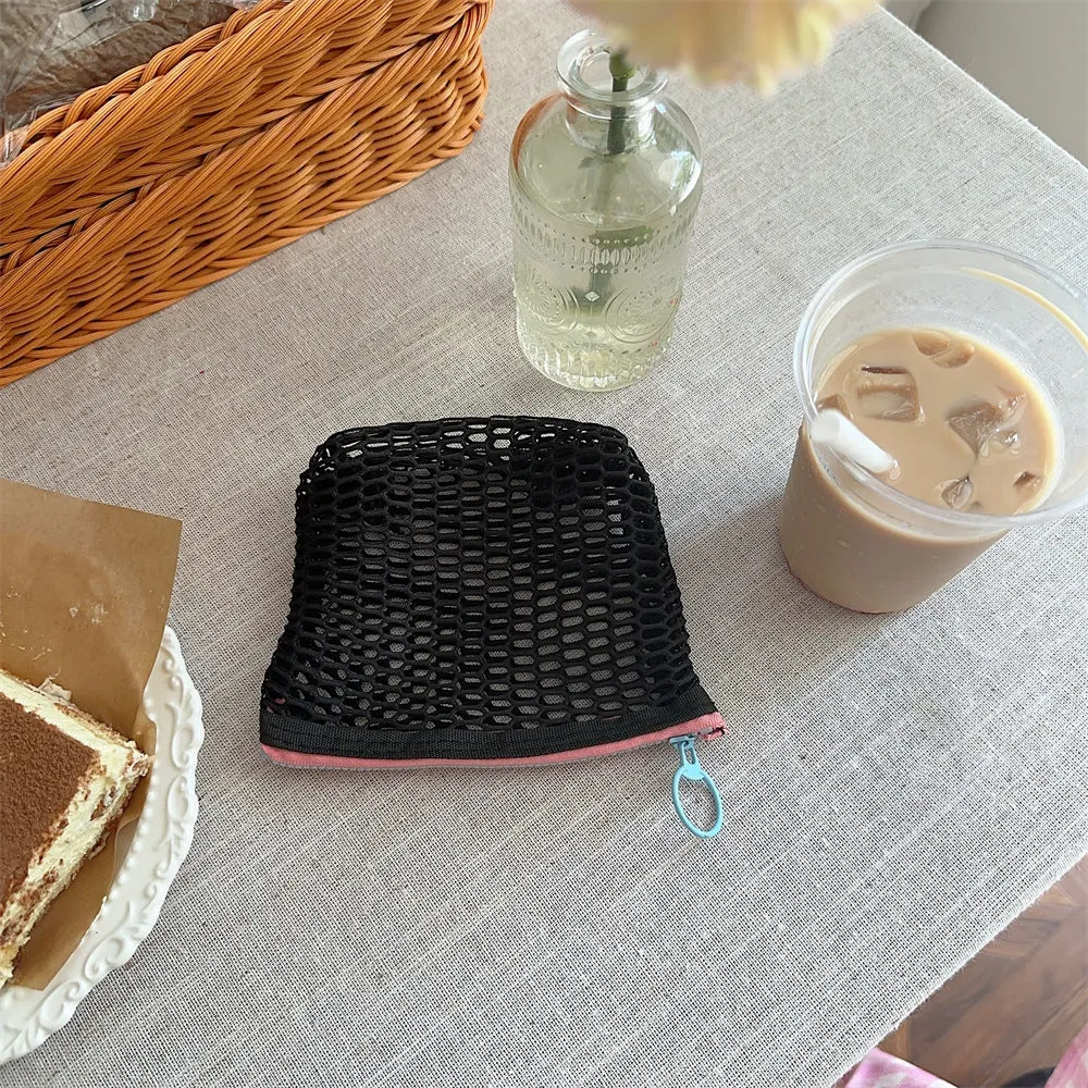 Transparent Mesh Color Block Mini Make Up Bag DP25A595