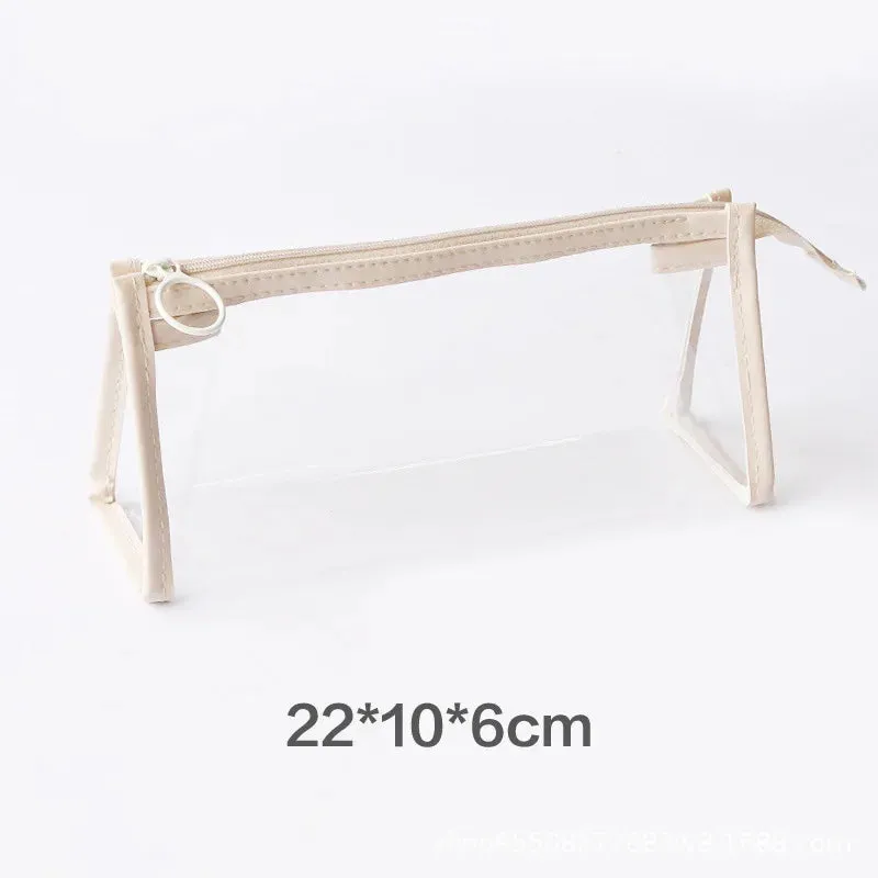 Transparent Pencil Case Large Capacity Simple Pen Bag Kawaii Cosmetic Bag School Study Stationery Office Supplies