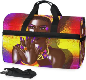 Travel Duffel Bag African American Woman Waterproof Lightweight Luggage bag for Sports, Gym, Vacation