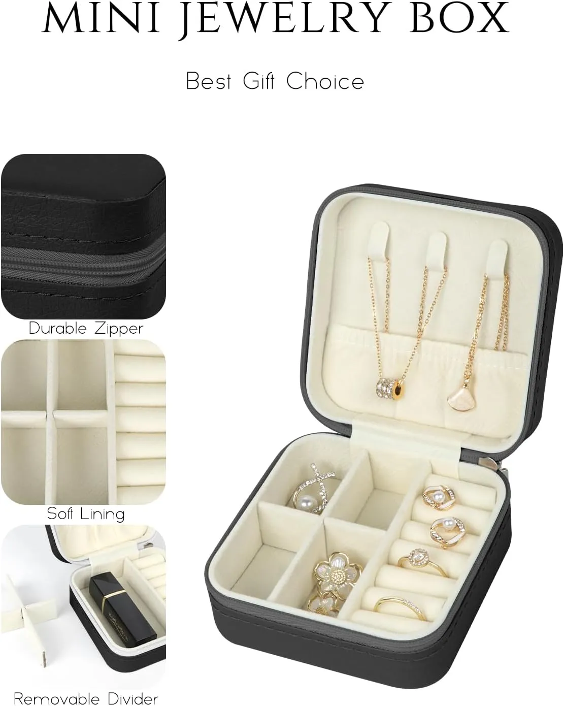Travel Jewelry Case, Travel Jewelry Box, Mini Jewelry Travel Case, Jewelry Organizer Case, Portable Small Jewelry Organizer Storage Boxes - Best Gift for Women Girls.