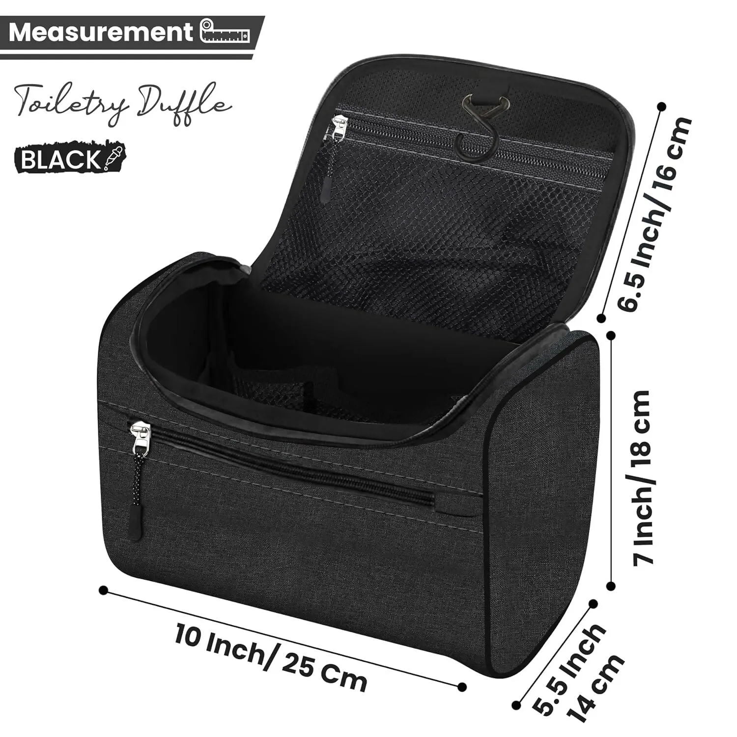 Travel Makeup & Toiletry Organizer Bag (Black)