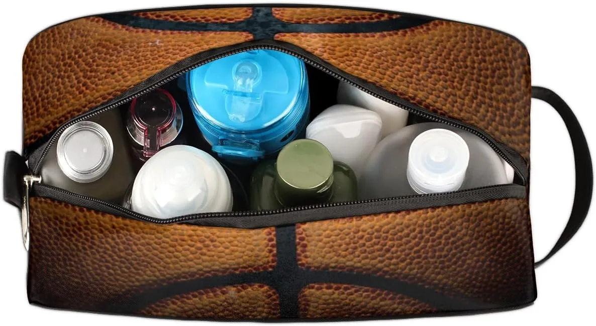 Travel Toiletry Bag for Boys Men, Retro Basketball Waterproof Hanging Dopp Kit for Kids, Shaving Bag with Large Capacity for Travel,Sports Shower