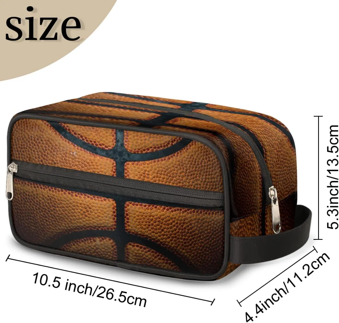 Travel Toiletry Bag for Boys Men, Retro Basketball Waterproof Hanging Dopp Kit for Kids, Shaving Bag with Large Capacity for Travel,Sports Shower
