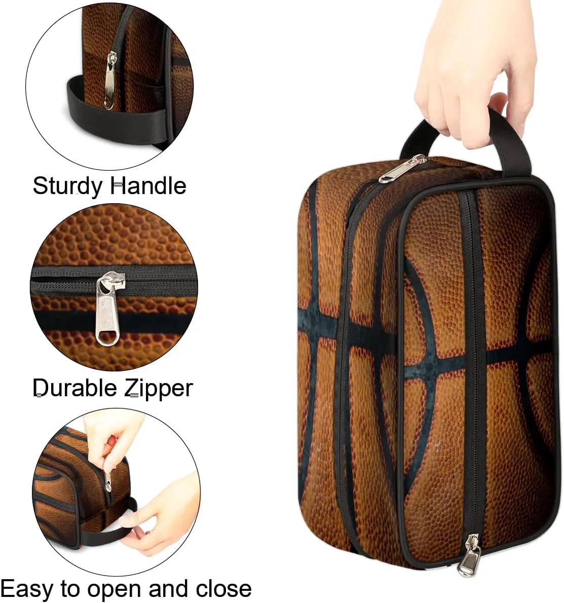 Travel Toiletry Bag for Boys Men, Retro Basketball Waterproof Hanging Dopp Kit for Kids, Shaving Bag with Large Capacity for Travel,Sports Shower