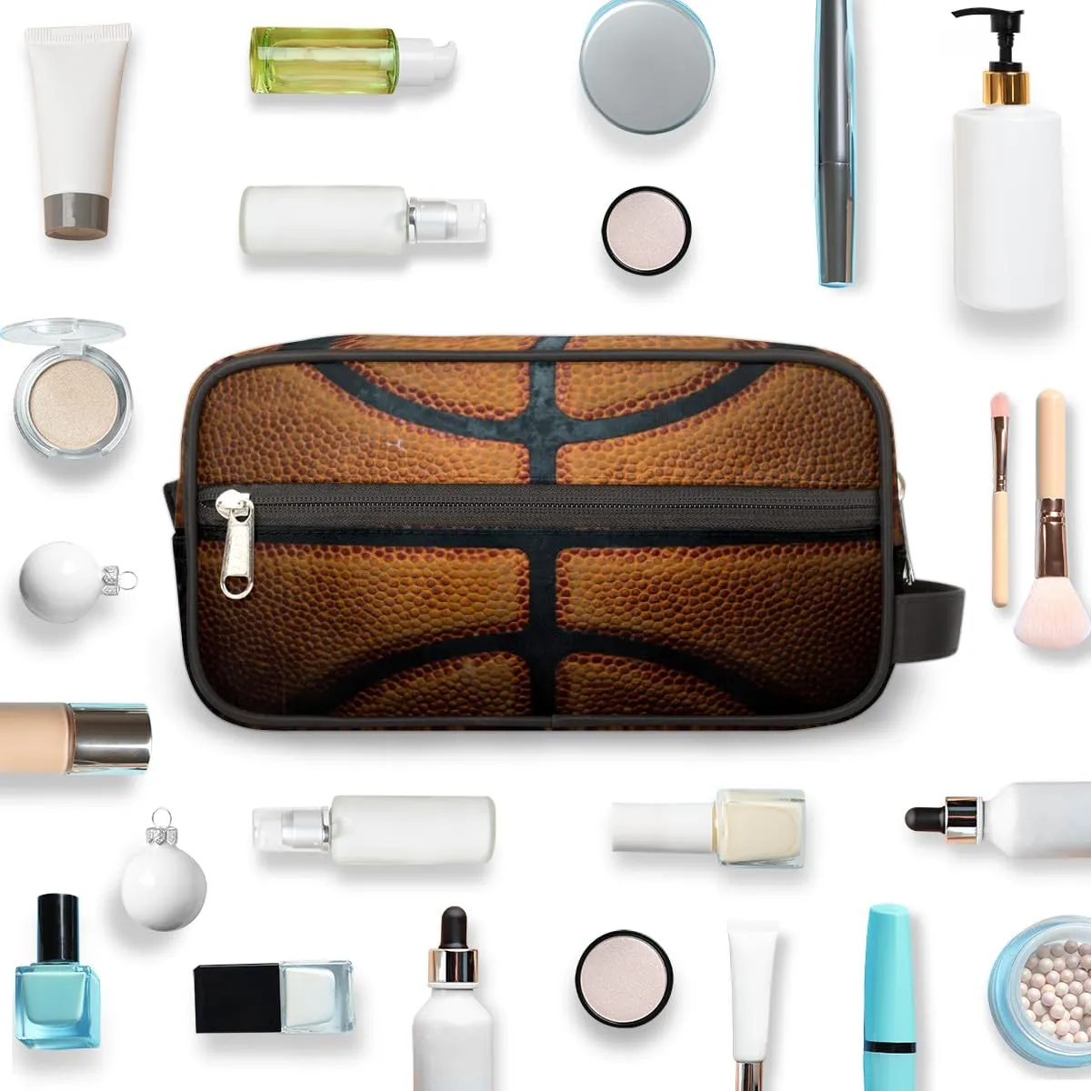 Travel Toiletry Bag for Boys Men, Retro Basketball Waterproof Hanging Dopp Kit for Kids, Shaving Bag with Large Capacity for Travel,Sports Shower