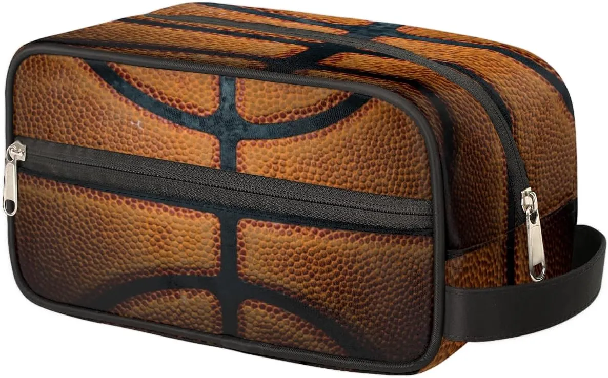 Travel Toiletry Bag for Boys Men, Retro Basketball Waterproof Hanging Dopp Kit for Kids, Shaving Bag with Large Capacity for Travel,Sports Shower