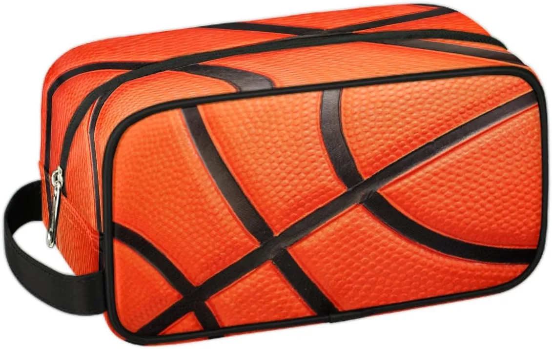 Travel Toiletry Bag for Boys Teens, Basketball Sports Waterproof Hanging Dopp Kit for Men, Shaving Bag with Large Capacity for Travel,Sports Shower