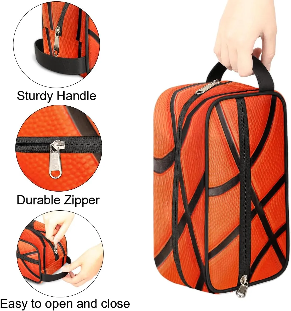 Travel Toiletry Bag for Boys Teens, Basketball Sports Waterproof Hanging Dopp Kit for Men, Shaving Bag with Large Capacity for Travel,Sports Shower