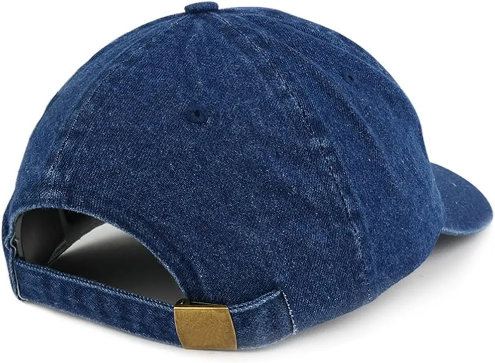 Trendy Apparel Shop US American Flag Small Embroidered 100% Cotton Denim Cap Dad Hat