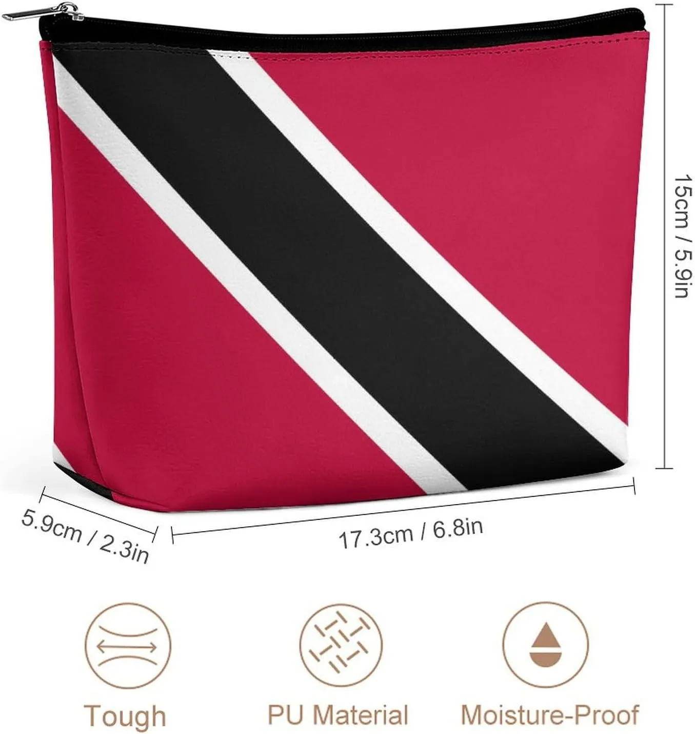 Trinidad Tobago Flag Compact Makeup Organizer Travel Cosmetic Bag for Women