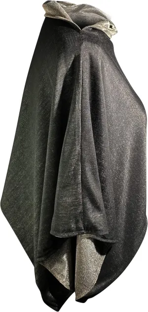 TRU47 Black-Silver Jersey Modal Poncho and Cape Knit | Temperature Regulating Poncho | 99.99% Pure Silver Thread Poncho Woven