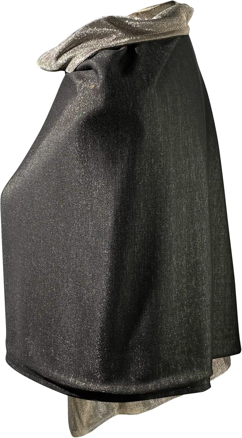 TRU47 Black-Silver Jersey Modal Poncho and Cape Knit | Temperature Regulating Poncho | 99.99% Pure Silver Thread Poncho Woven