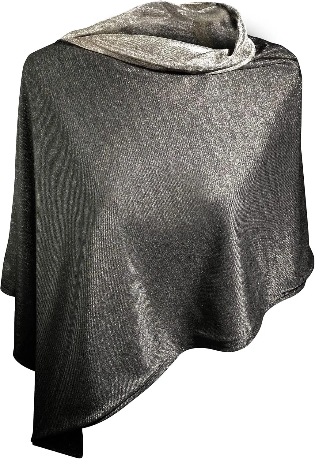 TRU47 Black-Silver Jersey Modal Poncho and Cape Knit | Temperature Regulating Poncho | 99.99% Pure Silver Thread Poncho Woven