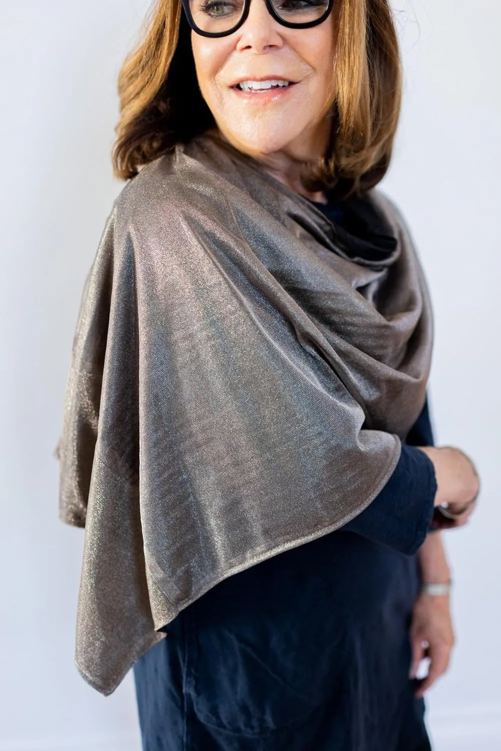 TRU47 Black-Silver Jersey Modal Poncho and Cape Knit | Temperature Regulating Poncho | 99.99% Pure Silver Thread Poncho Woven