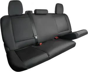 Truck Bench Seat Cover; Universal Design Fits Silverado F-150 Ram Sierra Titan Tundra Full-Size Pick-up Trucks; Faux Leather; All Folding Bench,Split or Standard Seats, Black (1370036SG)