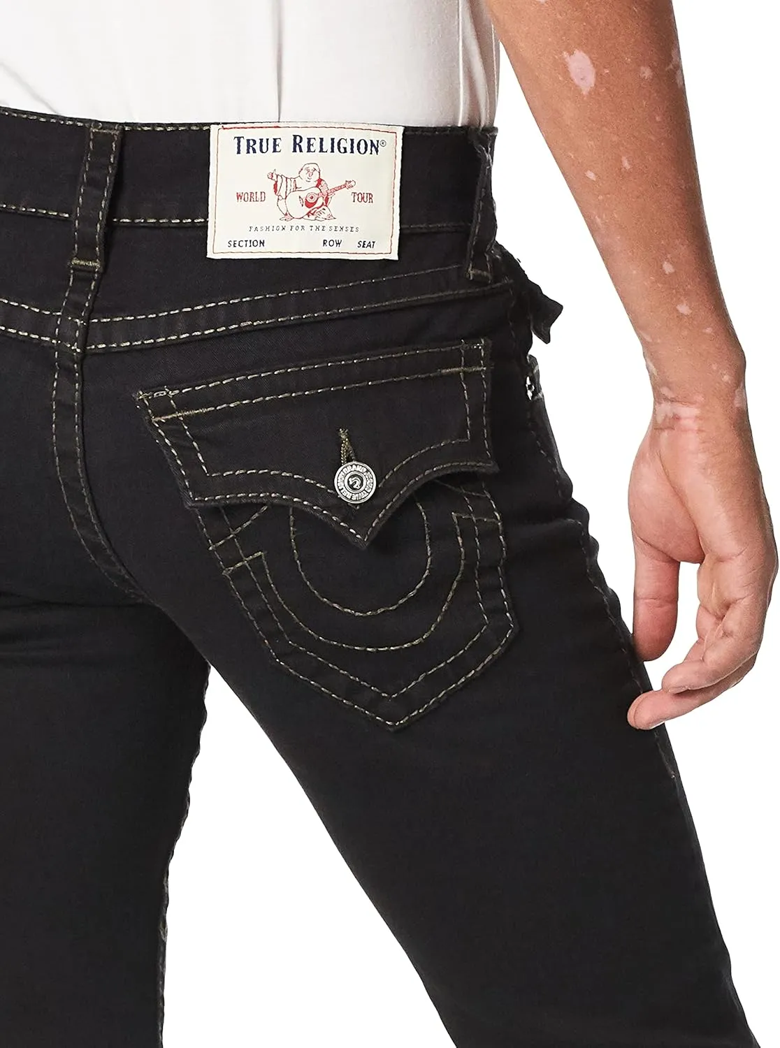 True Religion Men's Ricky Big T Straight Leg Jean with Back Flap Pockets
