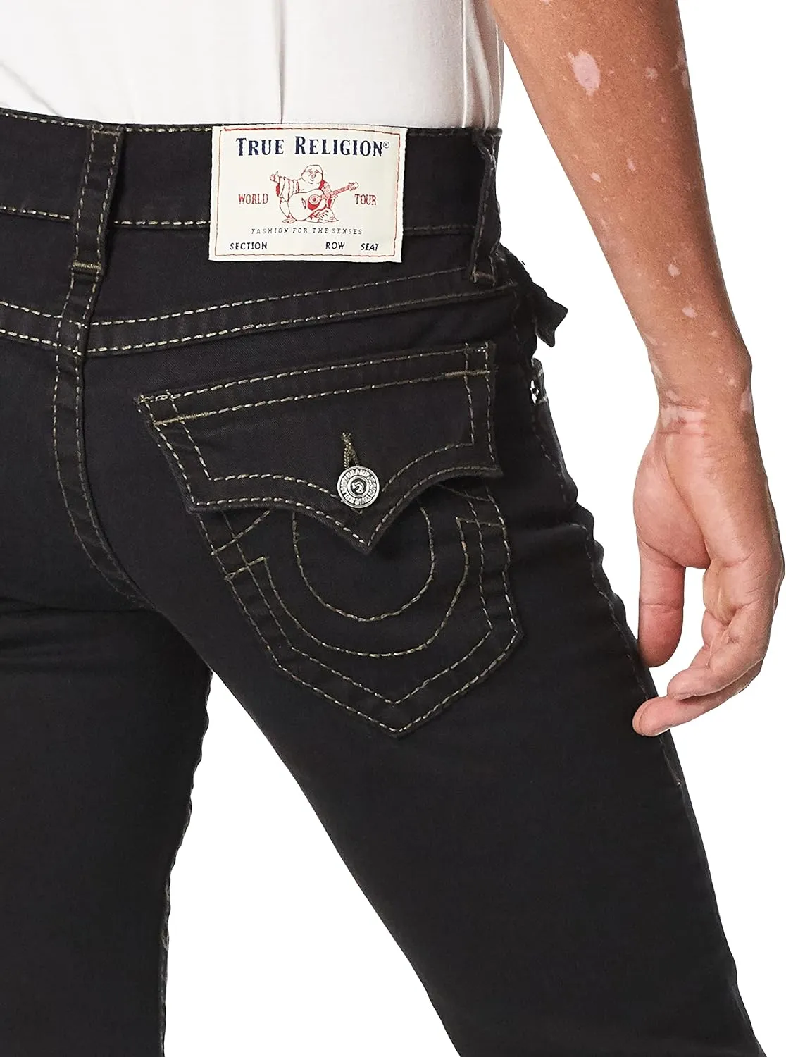 True Religion Men's Ricky Big T Straight Leg Jean with Back Flap Pockets