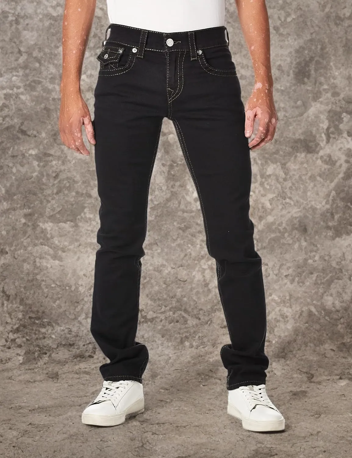 True Religion Men's Ricky Big T Straight Leg Jean with Back Flap Pockets