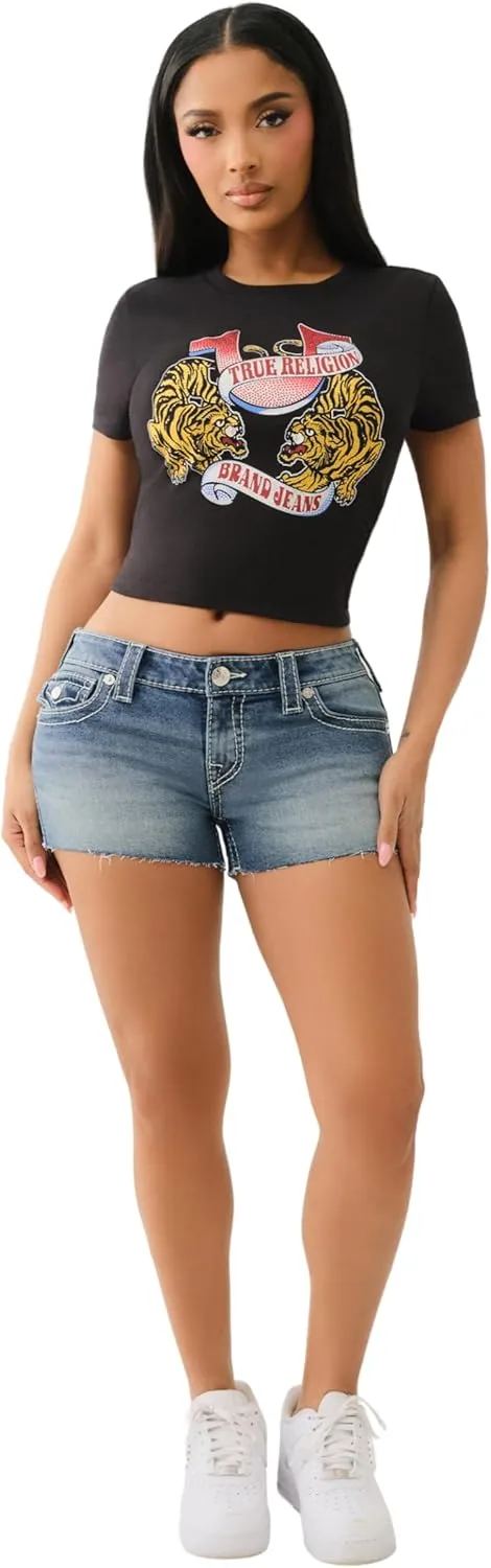 True Religion Women's Wing HS Joey LR Cut Off Flap Big T​