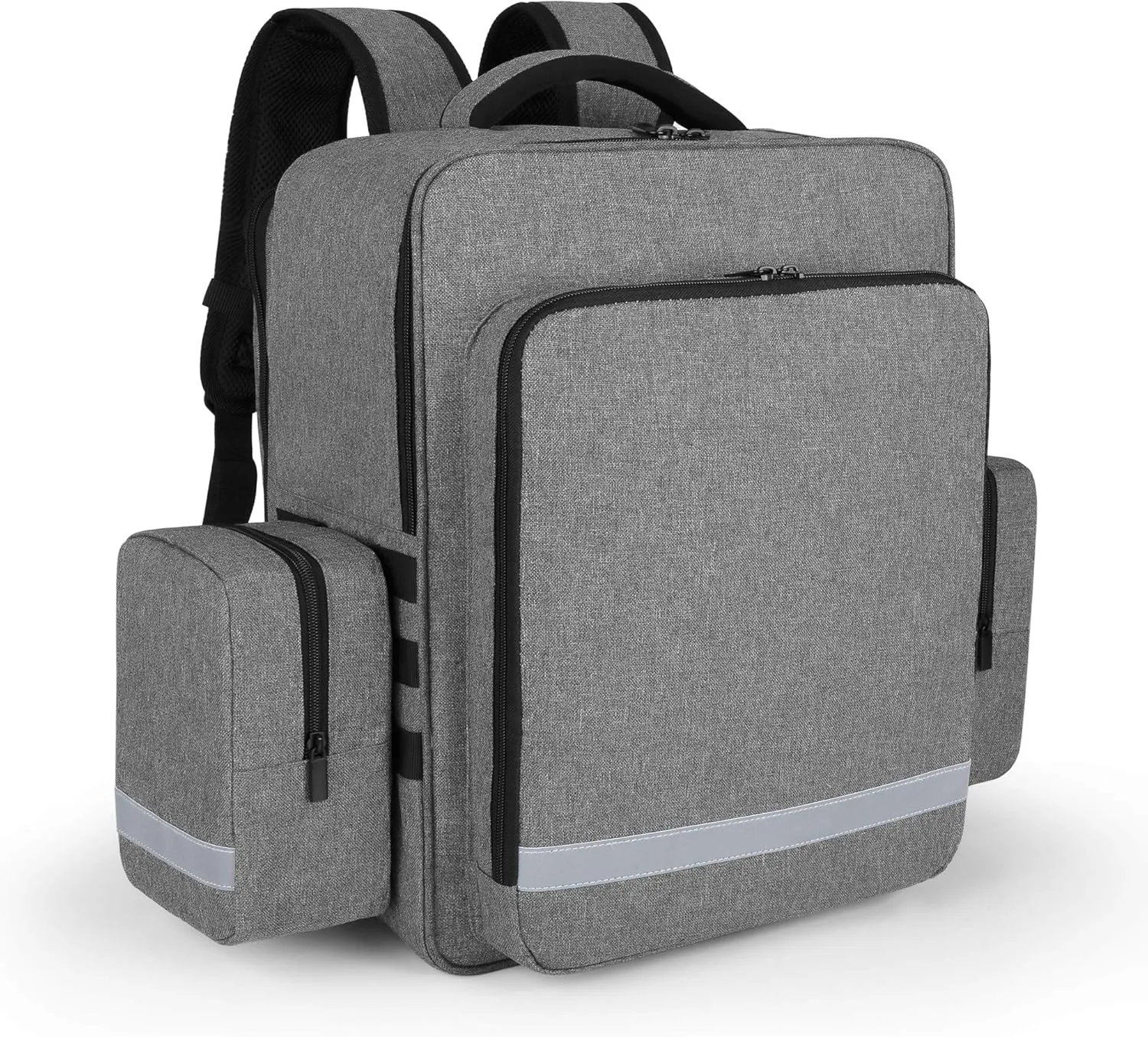 Trunab Emergency Medical Backpack Empty, EMT Camping Molle Bag with Detachable Side Pocket and No-Slip Bottom for Camping, Hiking, Traveling, Daycare, Red, Bag Only