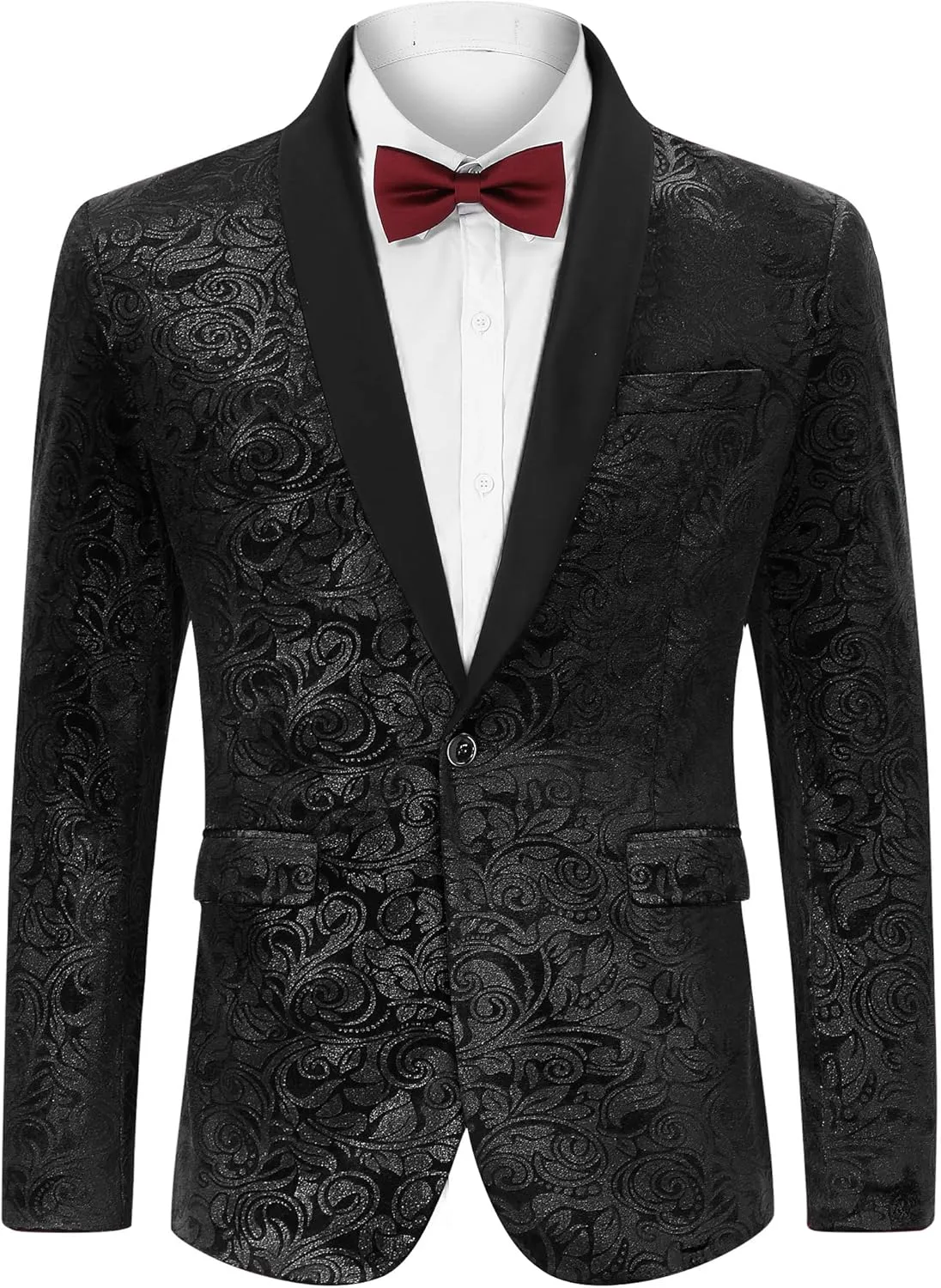 TURETRENDY Mens Floral Tuxedo Suit Jacket Stylish Dinner Blazer Jackets for Wedding Party Prom