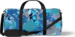 Turquoise Brown Blue Black Artistic Ink Sports Bag Tote Bag Waterproof Gym Bag with Shoulder Strap Zipper 2 Side Pockets for Men and Women, Travel and Storage Shoulder Bag.