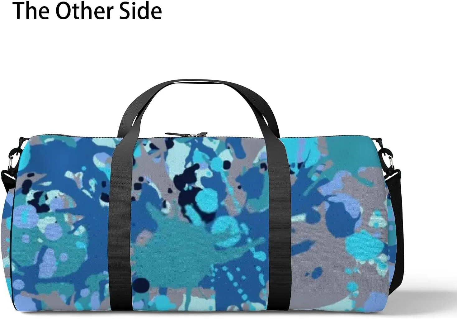 Turquoise Brown Blue Black Artistic Ink Sports Bag Tote Bag Waterproof Gym Bag with Shoulder Strap Zipper 2 Side Pockets for Men and Women, Travel and Storage Shoulder Bag.