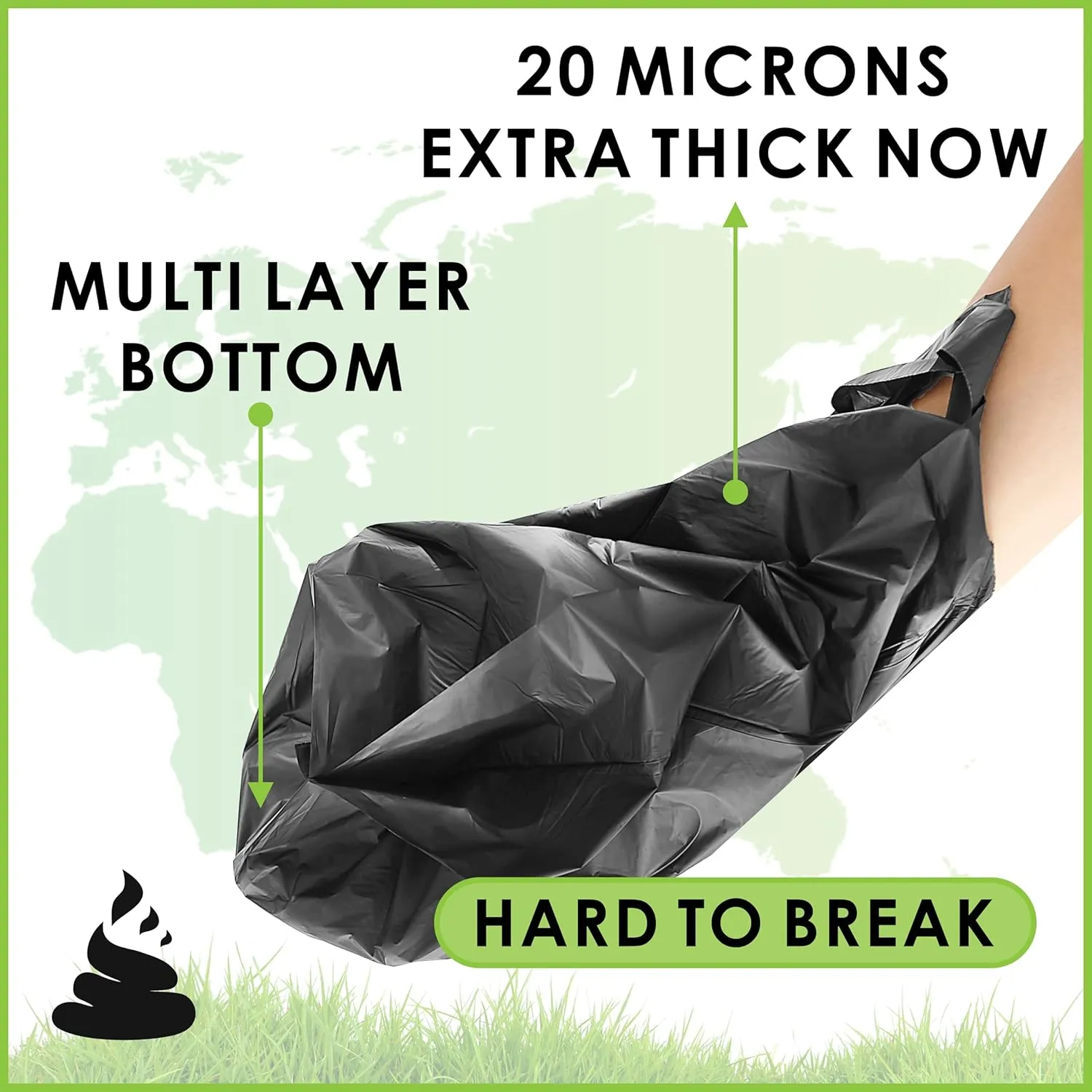 Ultra Thick RockRhino Dog Poop Bags - ECO Heavy Duty, Multi-Layer Bottom, 0% Plastic, 100% Home Compostable, Mint-Scented, Easy Open Tie Handles, Glove-Like Fit - 120 Bags