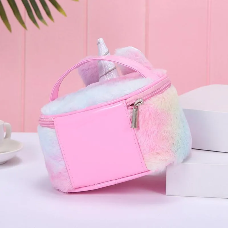 Unicorn Colorful Plush Makeup Bag