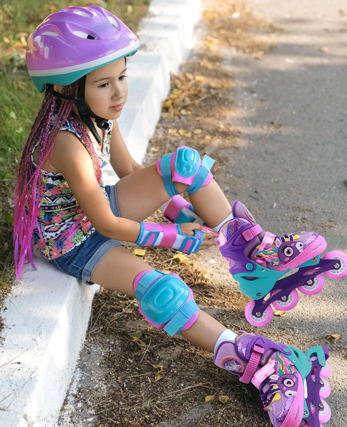 Unicorn Kids Inline Skates for Girls Women,WESKIFAN Rainbow Blades Skates with Shiny Light up Wheels&Adjustable Ages 6-8-12 Year Old, Roller Skates for Birthday Xmas Gifts Toys, Patines para Niñas