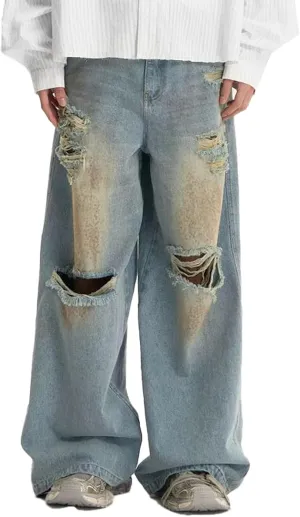 Unisex Y2K Baggy Jeans Loose Fit Ripped Distressed Jean Relaxed Skateboard Denim Pants with Holes