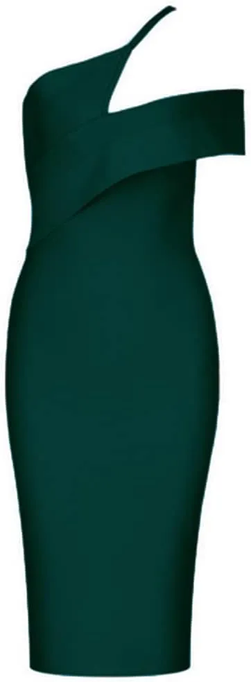 UONBOX Women's Cut Out One Shoulder Sleeveless Split Club Party Fashion Bandage Dress