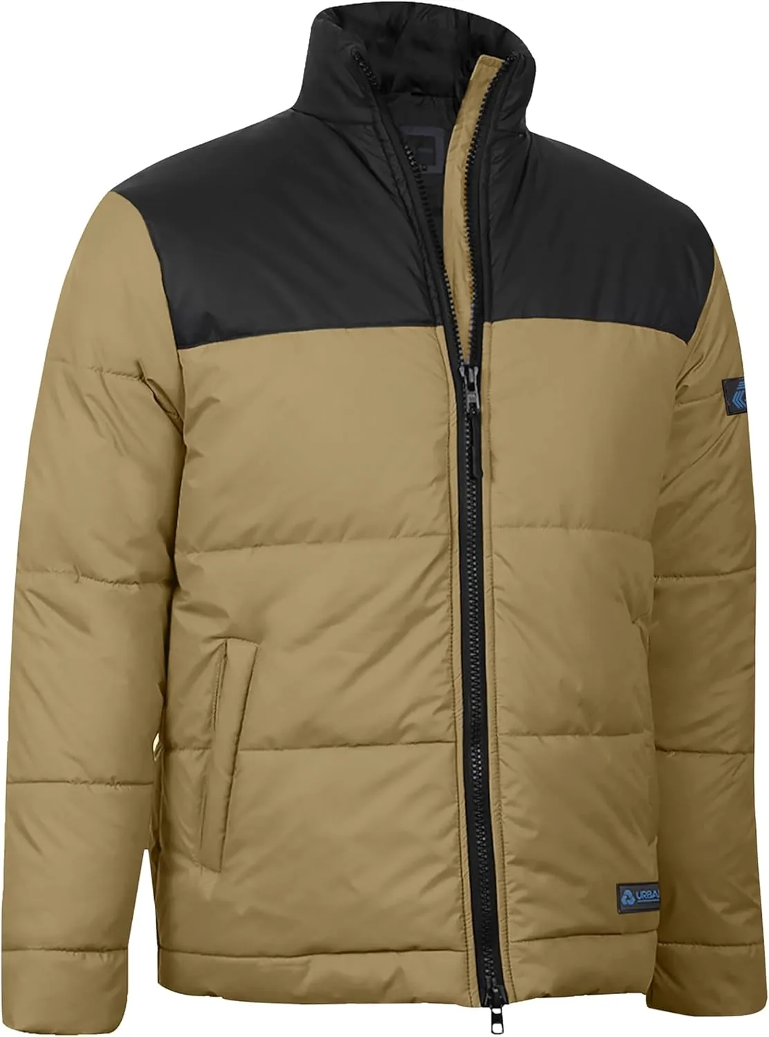 URBAN BUCK Mens Faux Fur Trimmed Hood Puffer Jacket Midweight Winter Down Windproof & Water Repellent Men Climbing Jackets