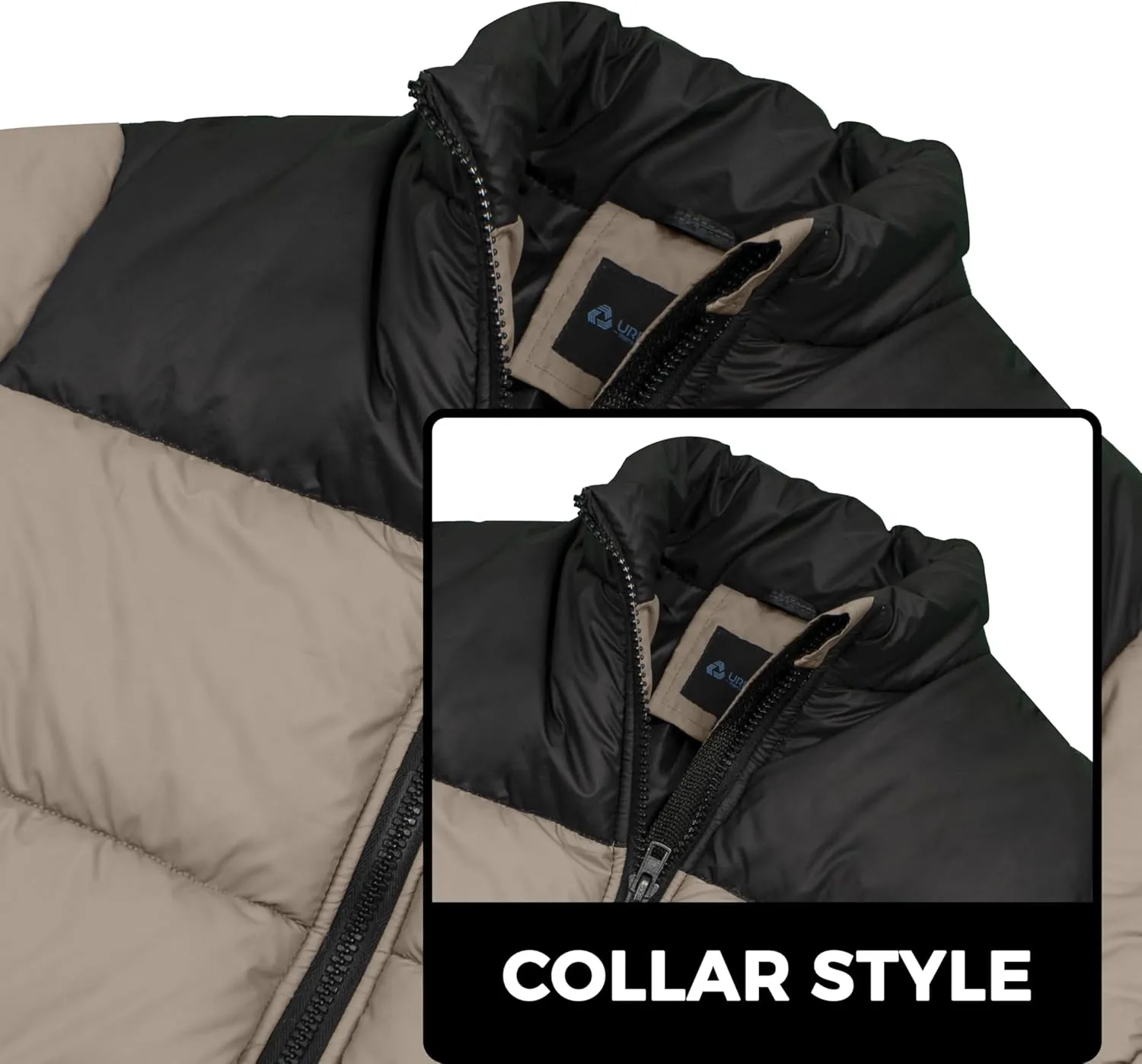 URBAN BUCK Mens Faux Fur Trimmed Hood Puffer Jacket Midweight Winter Down Windproof & Water Repellent Men Climbing Jackets