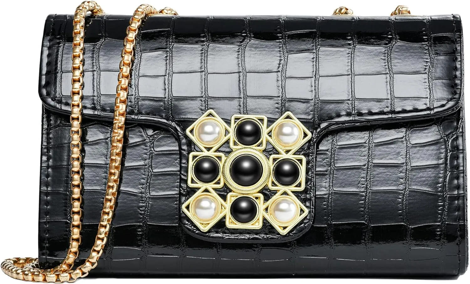 UTOTEBAG Crossbody Bags for Women Small Purse PU Leather Shoulder Bag Trendy Handbag Satchel Evening Bag with Chain Strap