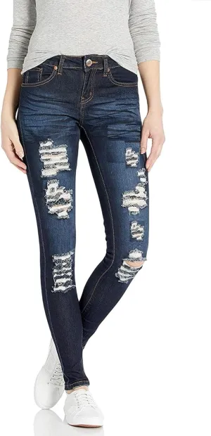 U.w.d Jack David Emperial Juniors Women's Stretch Jeans Ripped Distressed Blue Black Denim Jean Pants