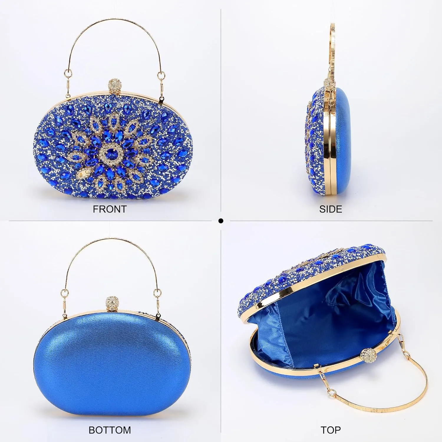uxcell Evening Bags for Women, Sparkly Crystal Rhinestone Clutch Purse with Chain Strap Shoulder Bag Handbag