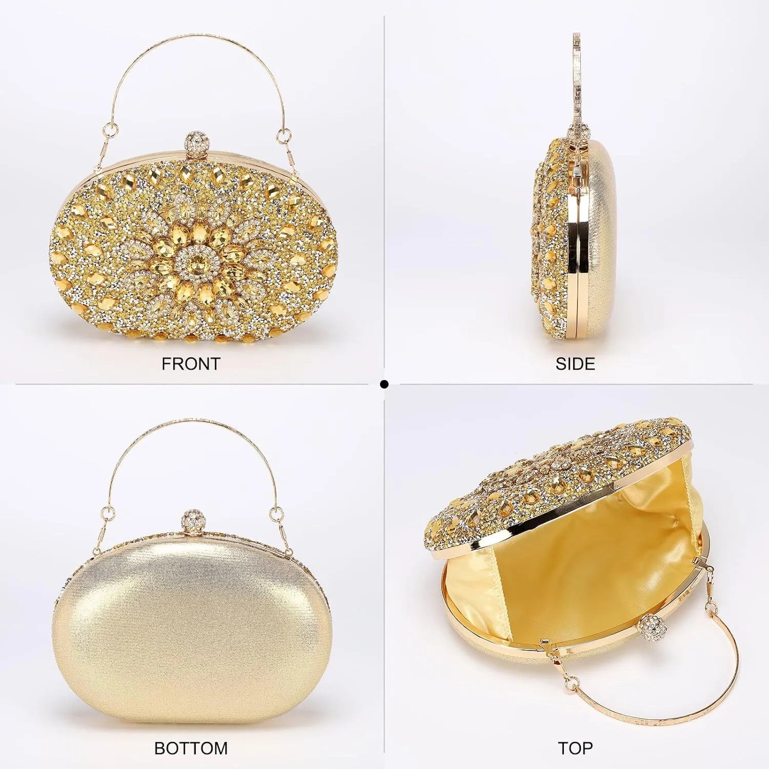 uxcell Evening Bags for Women, Sparkly Crystal Rhinestone Clutch Purse with Chain Strap Shoulder Bag Handbag