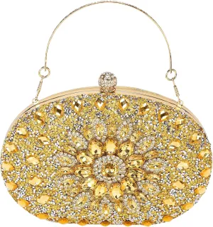 uxcell Evening Bags for Women, Sparkly Crystal Rhinestone Clutch Purse with Chain Strap Shoulder Bag Handbag