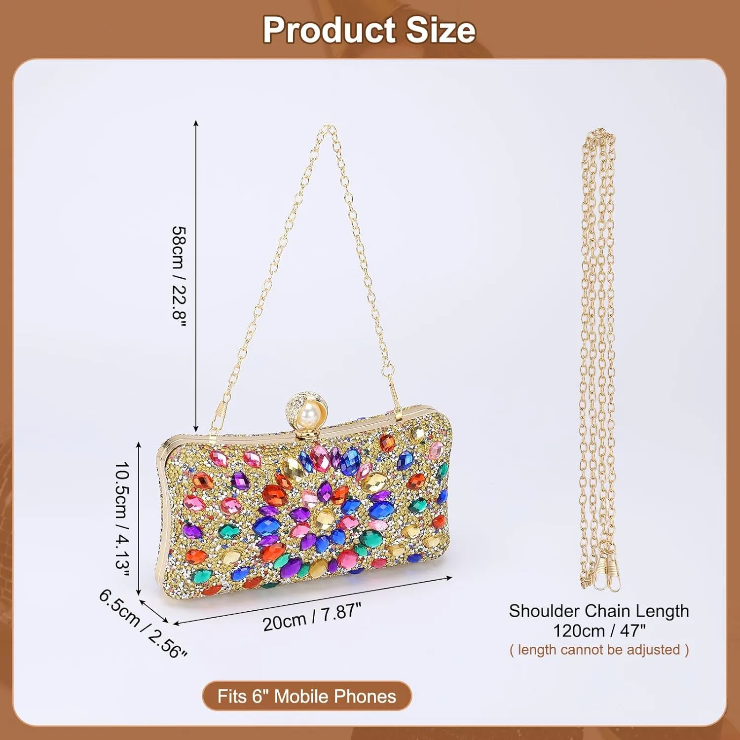uxcell Evening Bags for Women, Sparkly Crystal Rhinestone Clutch Purse with Chain Strap Shoulder Bag
