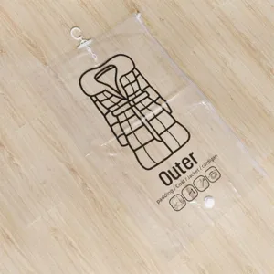 Vacuum Storage Bag, 4 Pack Vacuum Seal Space Saver Bags Clear Bags for Clothes with Hook, Hanging Garment Bags Seal Bags Compression Bag for Seasonal Clothes, Winter Overcoat, Down Jacket Dress,(L)