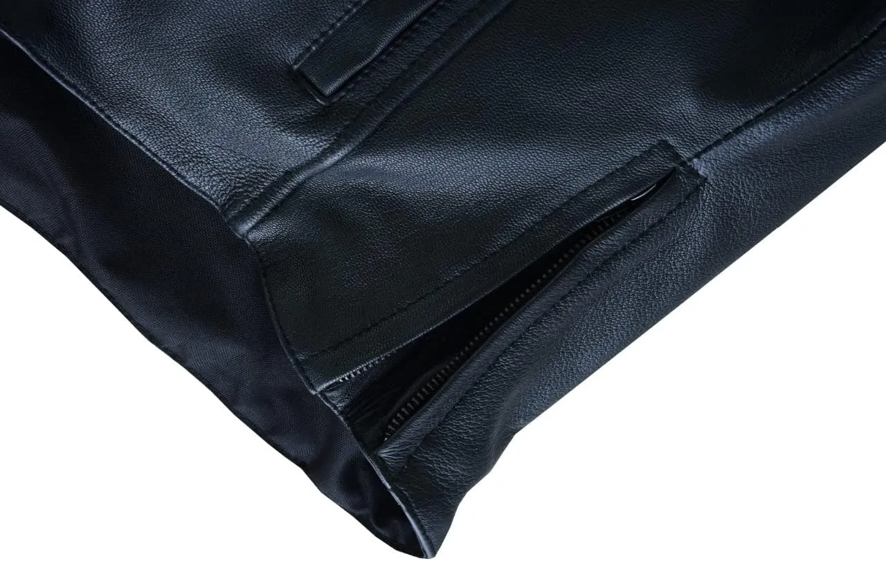 Vance Leather USA Women's Black Waxed Soft Cowhide Leather Sporty Scooter Crossover Biker Motorcycle Riding Jacket