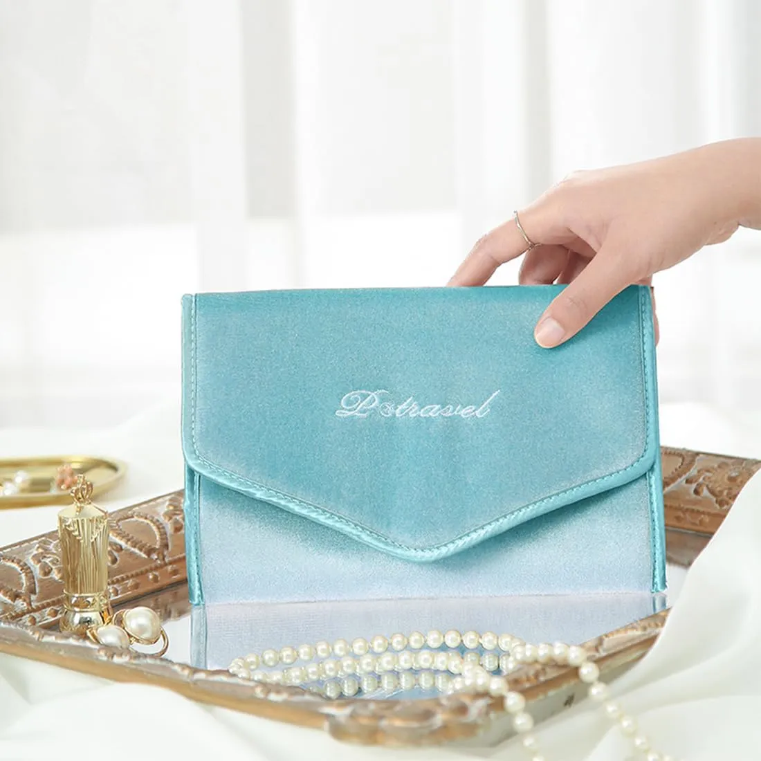 VanFn Jewelry Rolls, Travel Jewelry Organizer Roll, Foldable Jewelry Case, Women Jewelry Storage Bag for Journey-Rings, Necklaces, Earrings, Bracelets, Watches, Brooches P.Travel Series