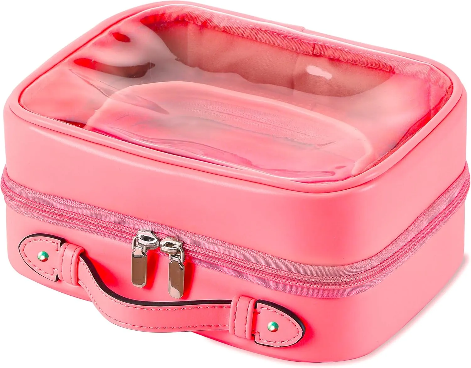Veki Transparent Makeup Bag Travel Cosmetic Bags Case Waterproof Toiletries Bag Large Capacity Open Storage Bags Organizer With Zipper, Portable Make Up Organizer for Women and Girls