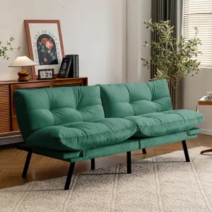 Velvet Convertible Futon Sofa Bed, 71" Cozy Loveseat Sleeper, Comfy 7" Thick Cushion Lounge Sofa Compact 2-Seater Futon Couch for Small Space Living Room Bedroom Dorm